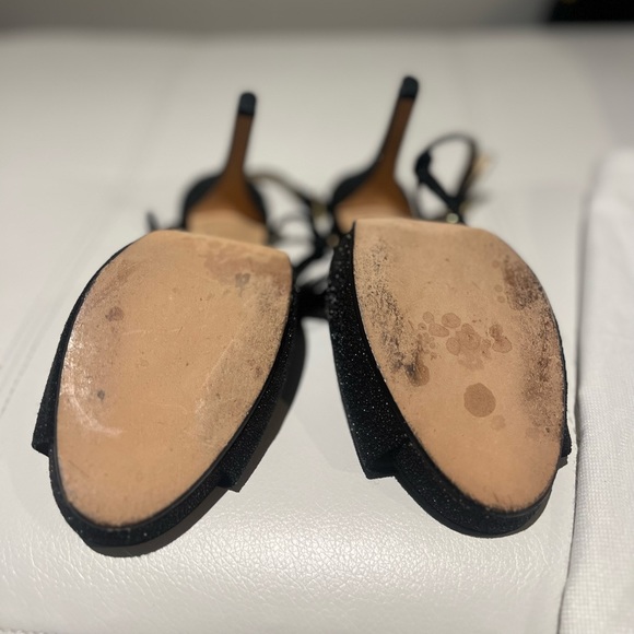 Kate Spade Size 8.5 black sparkly sling back pump with feather detail - Picture 3 of 3